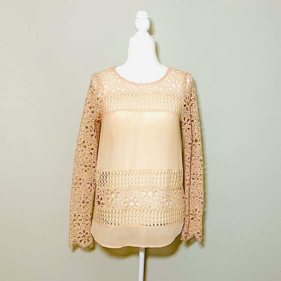 Altar'd State Tops - ALTAR D’ STATE Womens Cream Crochet Blouse